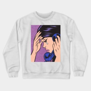 Telephone Crying Comic Girl Crewneck Sweatshirt